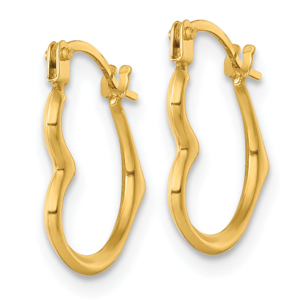 Gold Heart Shaped Hoop Earrings - 14k Yellow Gold / 15 mm
