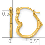 Gold Heart Shaped Hoop Earrings - 14k Yellow Gold / 15 mm