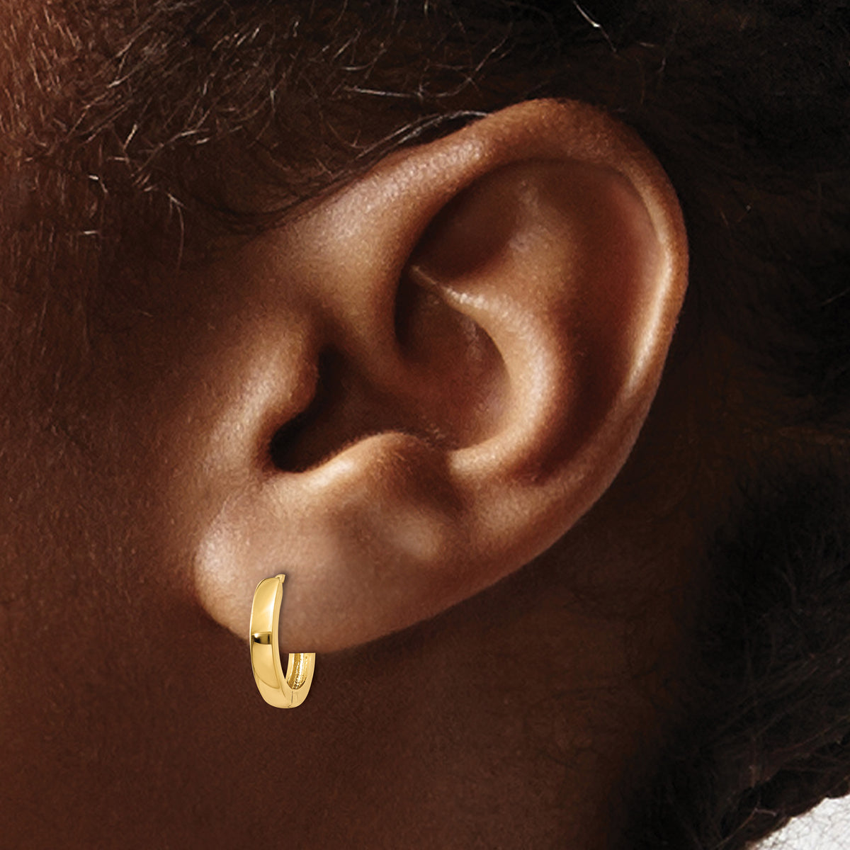 Gold Small Circle Hinged Hoop Earrings - 14k Yellow Gold / 2.25 mm