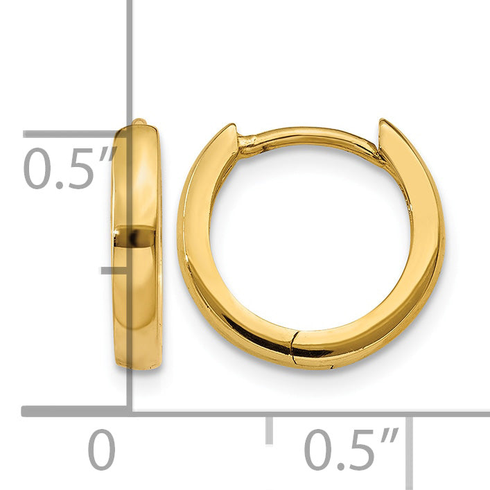 Gold Small Circle Hinged Hoop Earrings - 14k Yellow Gold / 2.25 mm