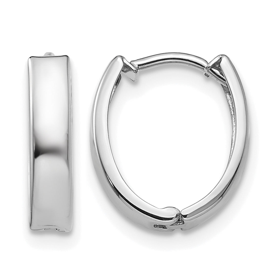 14k White Gold Polished Hinged Hoop Earrings