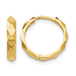 Gold Diamond-cut Circle Hinged Hoop Earrings - 14k Yellow Gold / 2 mm, Diamond-Cut