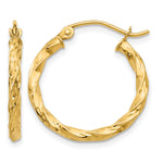 14K Twist Hollow Hoop Earrings