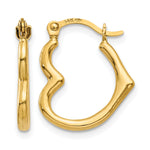 Gold Heart Shaped Hoop Earrings - 14k Yellow Gold / 13 x 16 mm