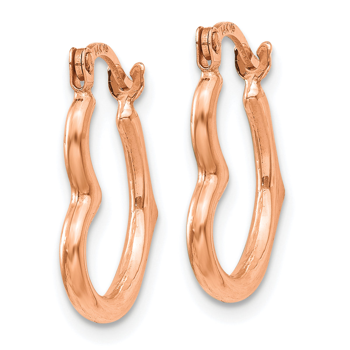 Gold Heart Shaped Hoop Earrings - 14k Rose Gold / 13 x 16 mm
