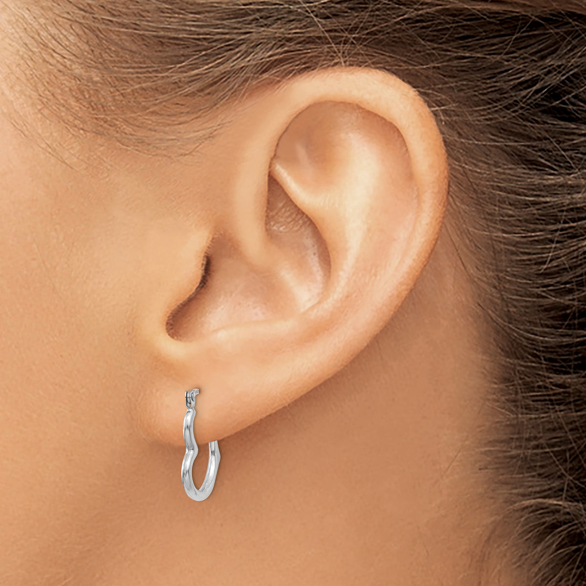 Gold Heart Shaped Hoop Earrings - 14k White Gold / 13 x 16 mm