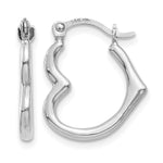 Gold Heart Shaped Hoop Earrings - 14k White Gold / 13 x 16 mm