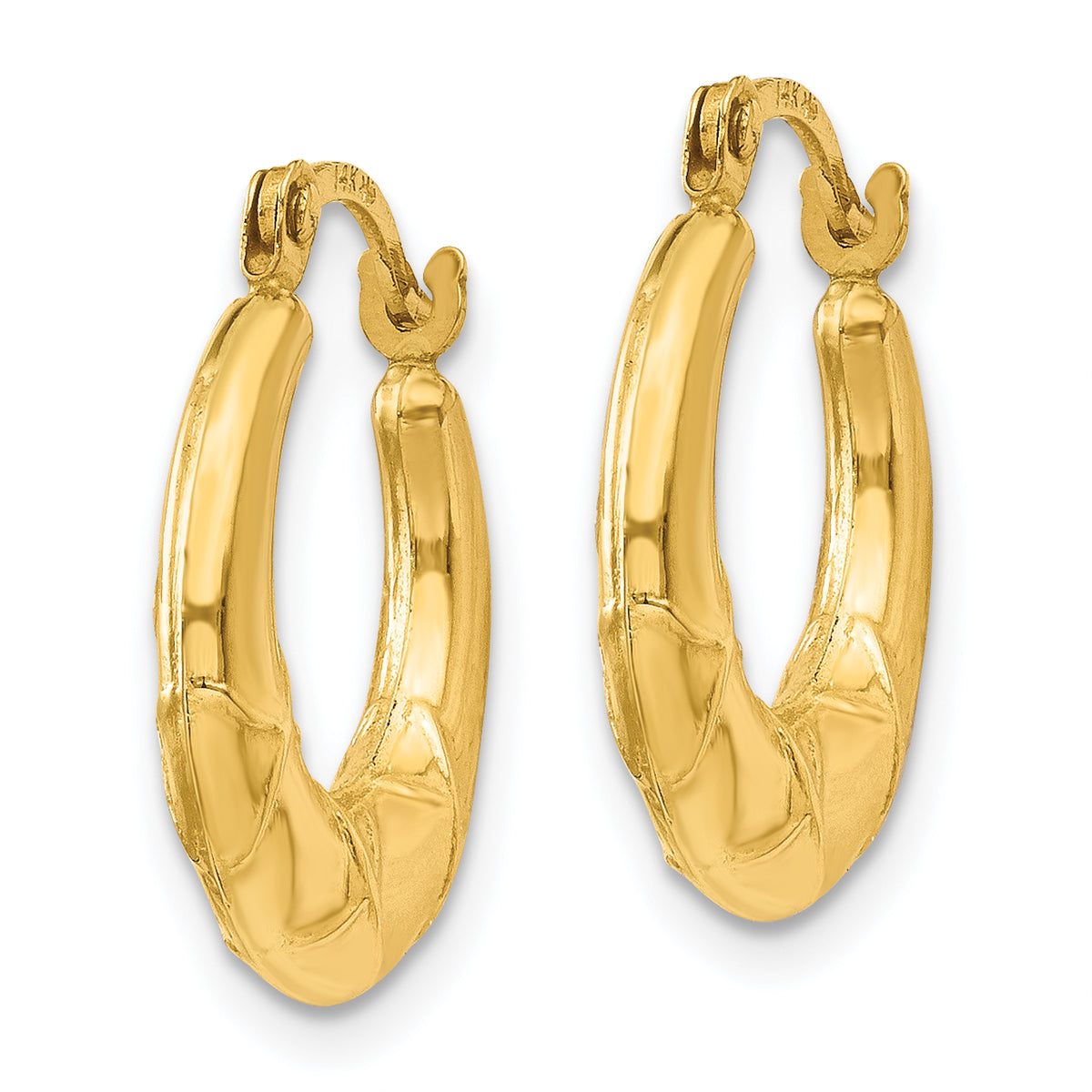 14k Gold Hollow X Hoop Earrings, view 2 - 14k Yellow Gold