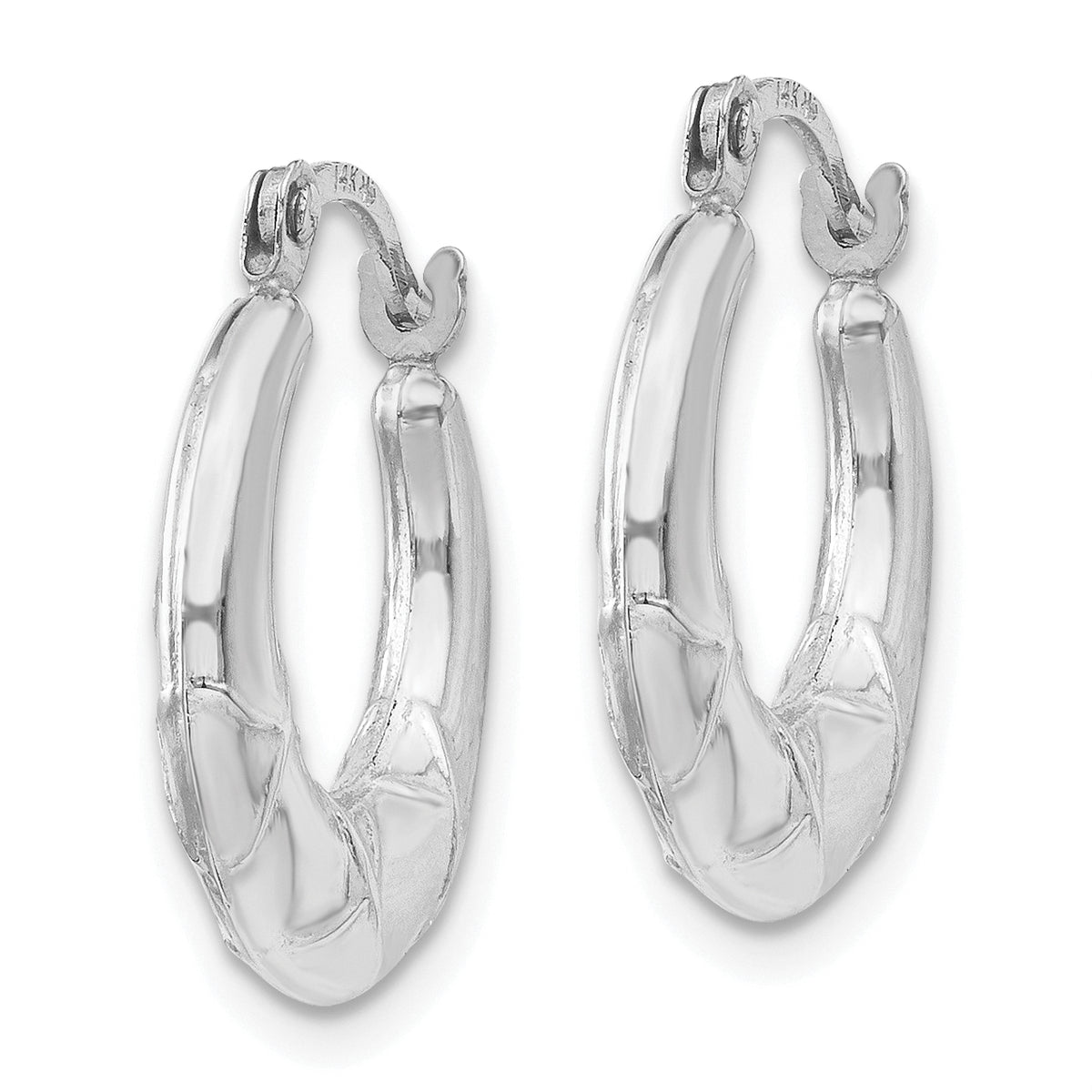 14k Gold Hollow X Hoop Earrings, view 2 - 14k White Gold
