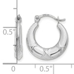 14k Gold Hollow X Hoop Earrings, shown with a ruler for scale - 14k White Gold