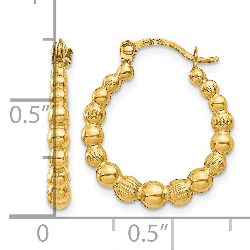 14K Beaded Hoop Earrings