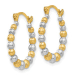 14k Gold and Rhodium 18mm Beaded Hoop Earrings, view 2