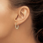 14k Gold and Rhodium 18mm Beaded Hoop Earrings, view 3