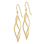 14k Polished Long Twisted Swirl Drop French Hook Earrings