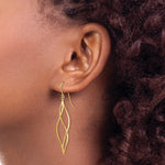 14k Polished Long Twisted Swirl Drop French Hook Earrings