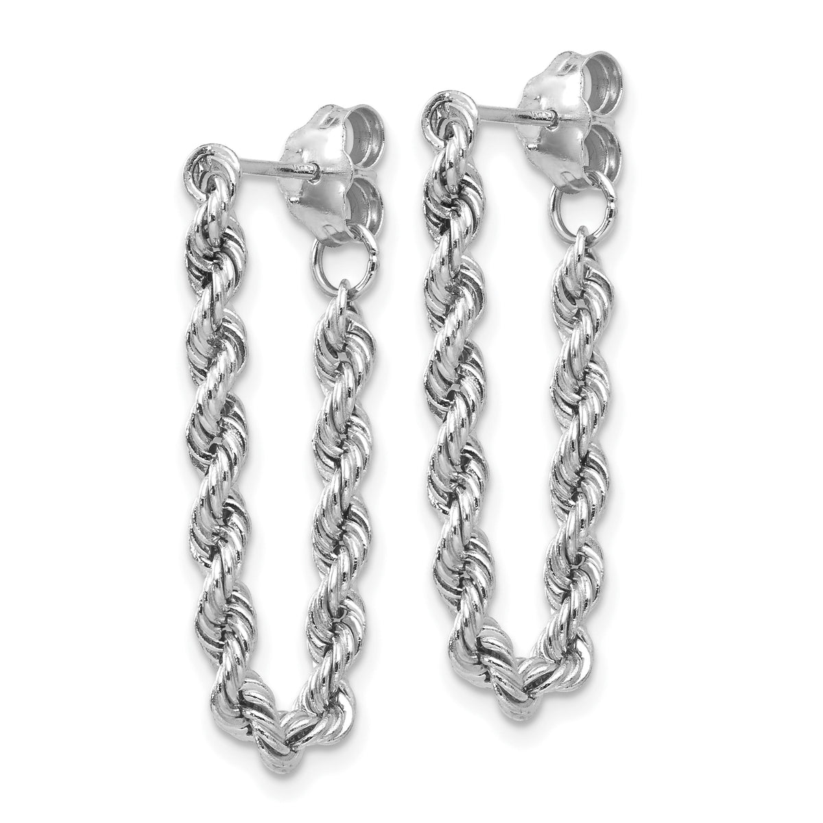 Gold Rope Dangle Post Earrings - 14k White Gold
