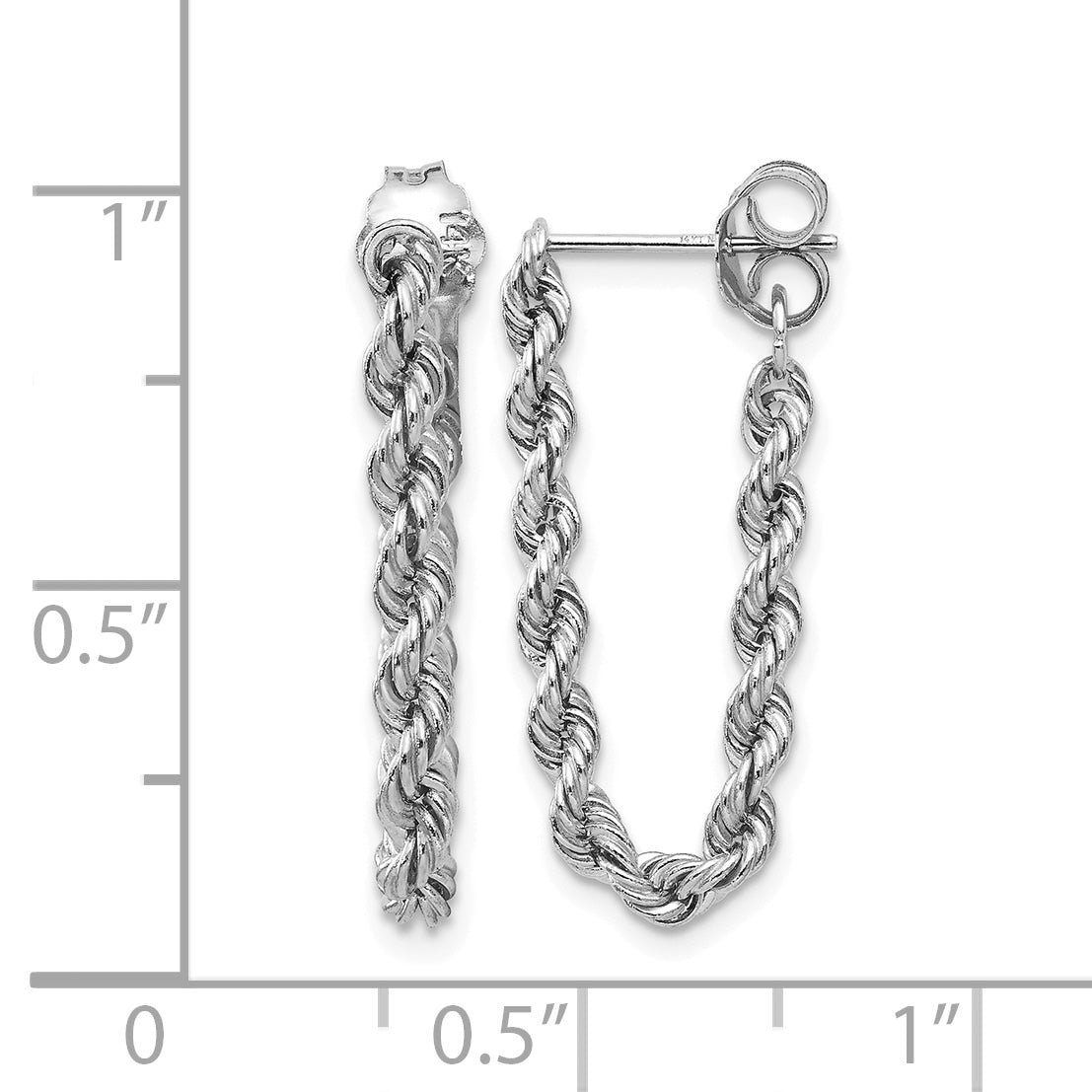Gold Rope Dangle Post Earrings - 14k White Gold