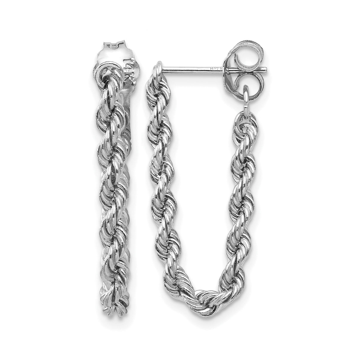 14k Gold Rope Dangle Post Earrings - 14k White Gold