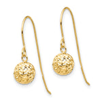 14k Gold 6mm Diamond-cut Bead Dangle French Hook Earrings, view 2 - 14k Yellow Gold