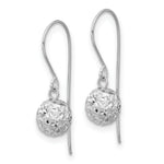 14k Gold 6mm Diamond-cut Bead Dangle French Hook Earrings, view 2 - 14k White Gold