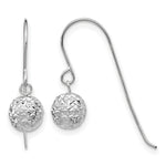 14k Gold 6mm Diamond-cut Bead Dangle French Hook Earrings - 14k White Gold
