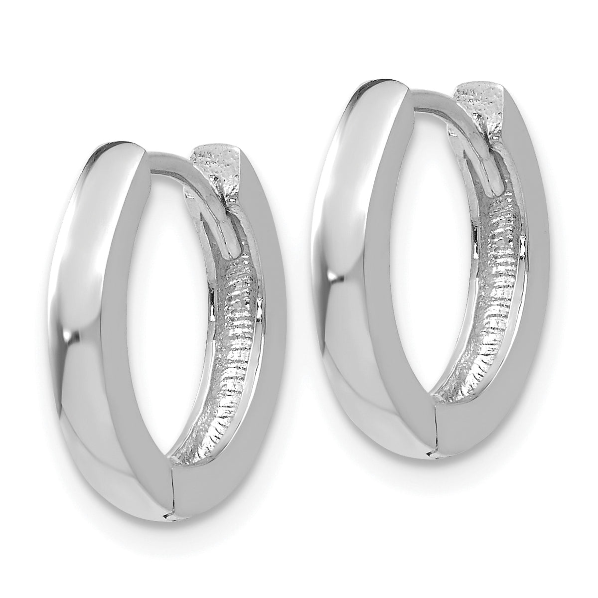 Gold Circle Hinged Hoop Earrings - 14k White Gold / 1.75 mm / 13.5 mm