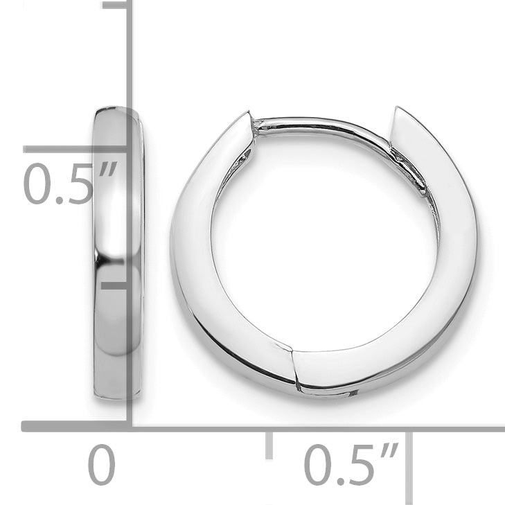 Gold Circle Hinged Hoop Earrings - 14k White Gold / 1.75 mm / 13.5 mm