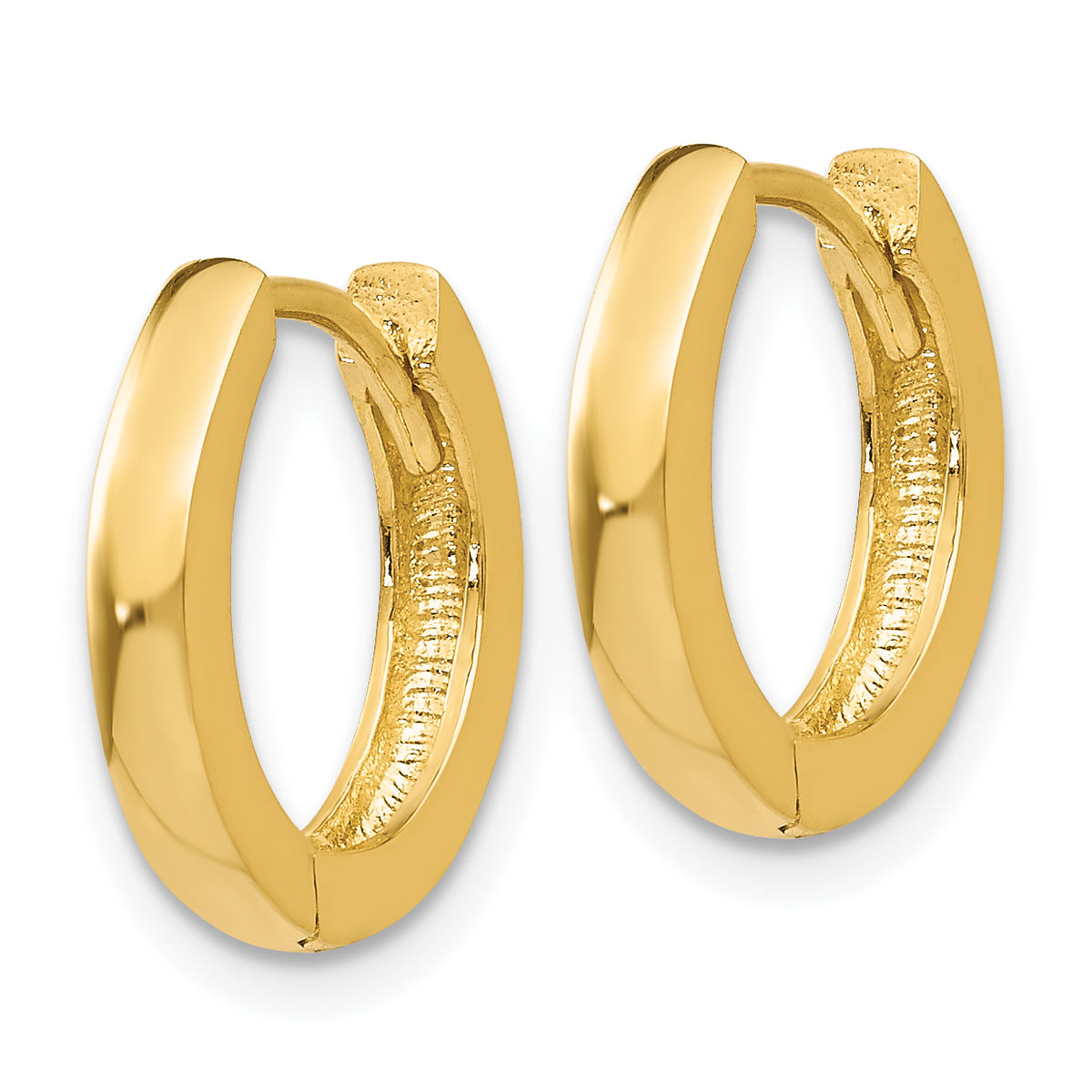 Gold Circle Hinged Hoop Earrings - 14k Yellow Gold / 1.75 mm / 13.5 mm