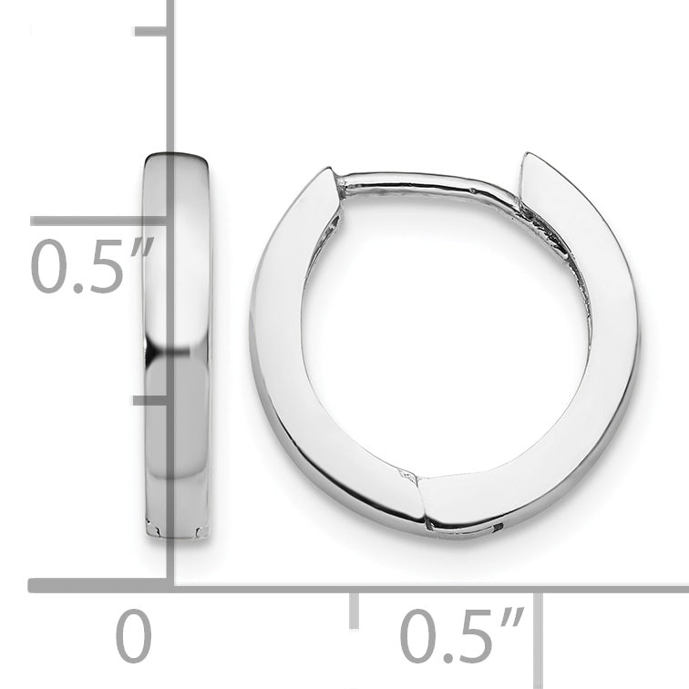 Gold Circle Hinged Hoop Earrings - 14k White Gold / 2.5 mm / 13.5 mm