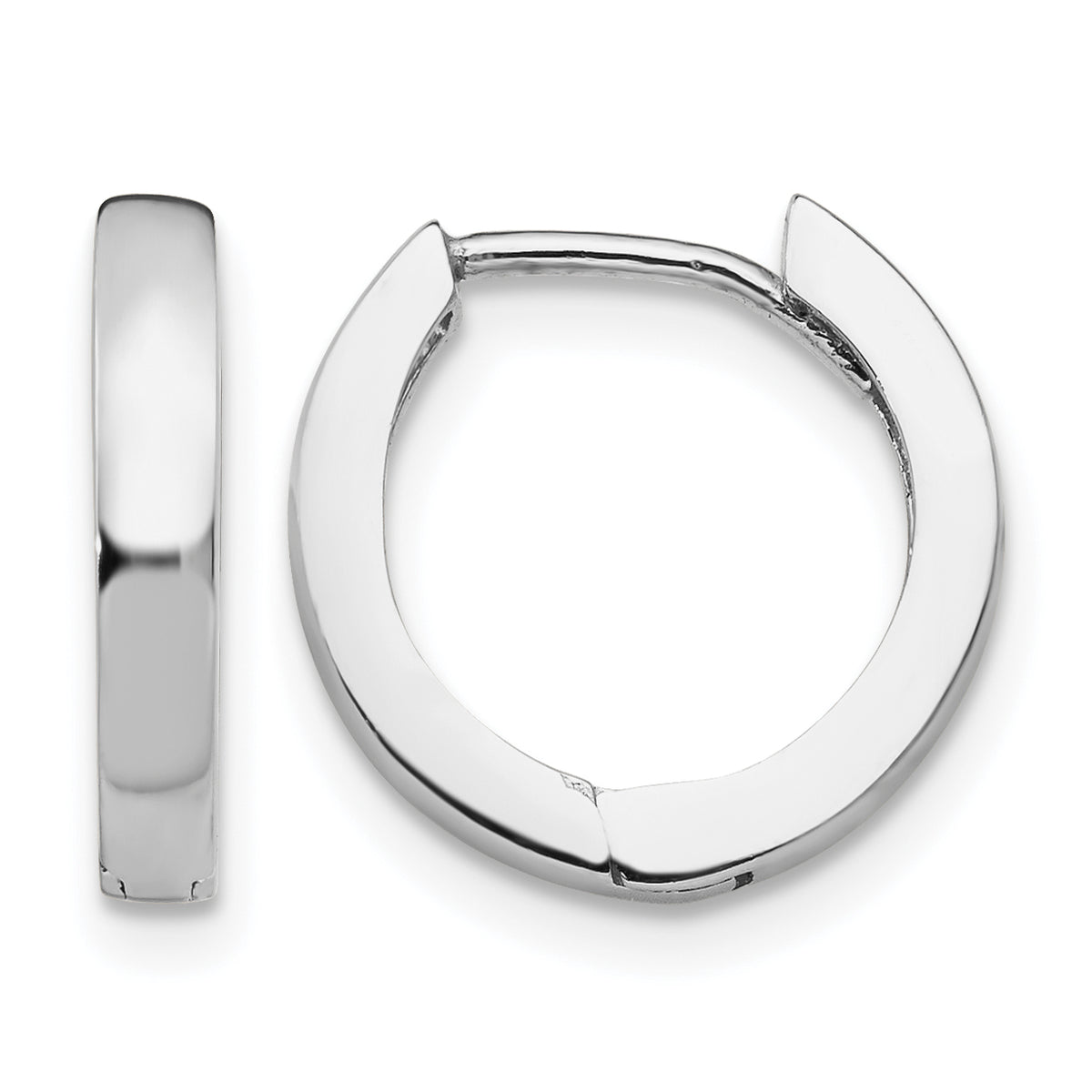 Gold Circle Hinged Hoop Earrings - 14k White Gold / 2.5 mm / 13.5 mm