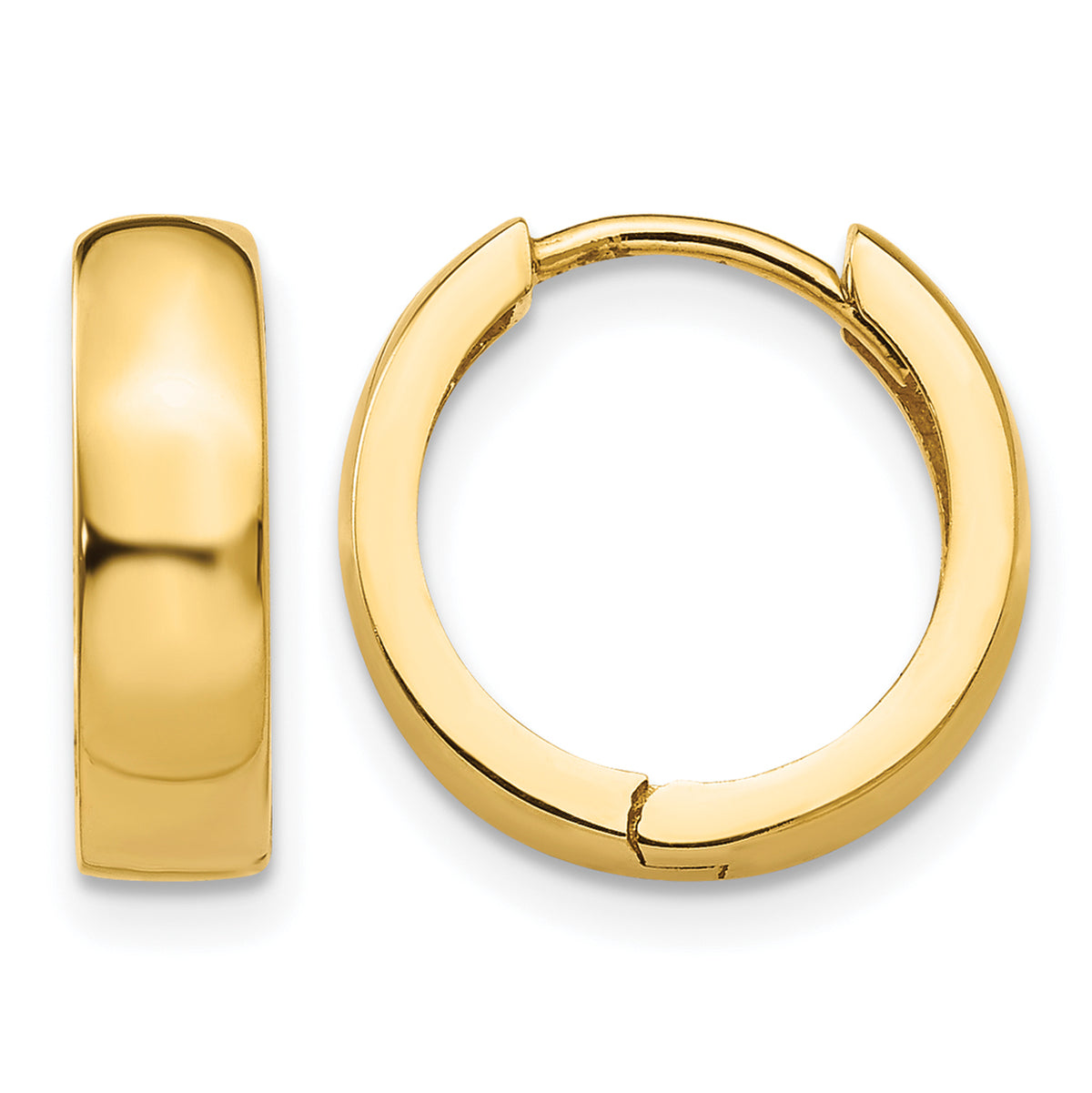 Gold Circle Hinged Hoop Earrings - 14k Yellow Gold / 3 mm / 13.5 mm