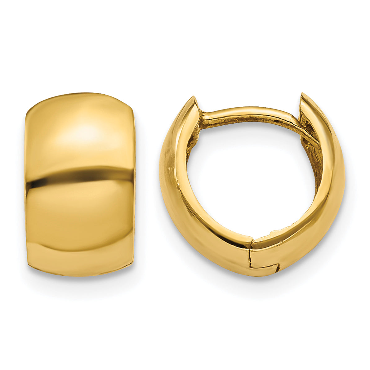 14k Gold Round Hinged Hoop Earrings - 14k Yellow Gold