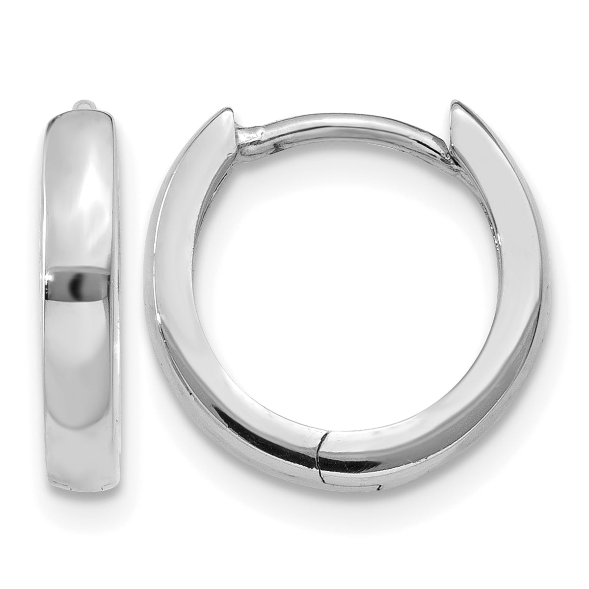 Gold Small Circle Hinged Hoop Earrings - 14k White Gold / 2.25 mm