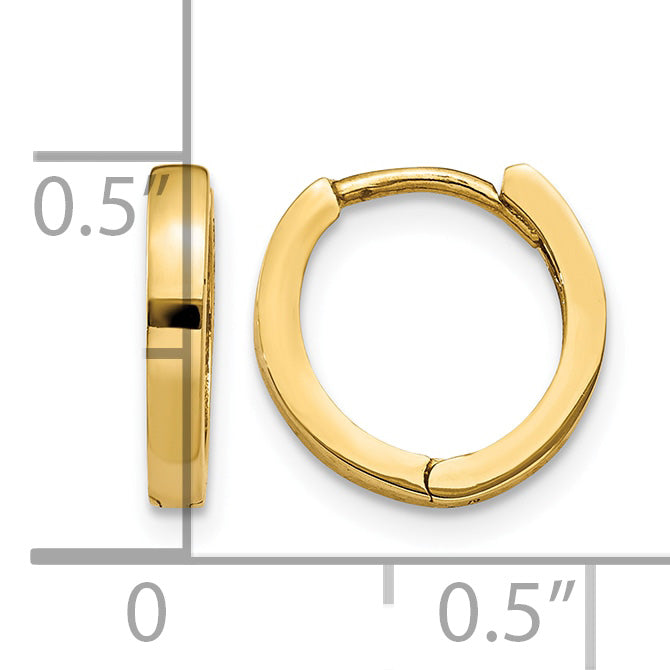 Gold Small Circle Hinged Hoop Earrings - 14k Yellow Gold / 2 mm