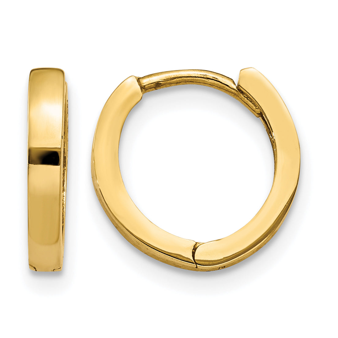 Gold Small Circle Hinged Hoop Earrings - 14k Yellow Gold / 2 mm