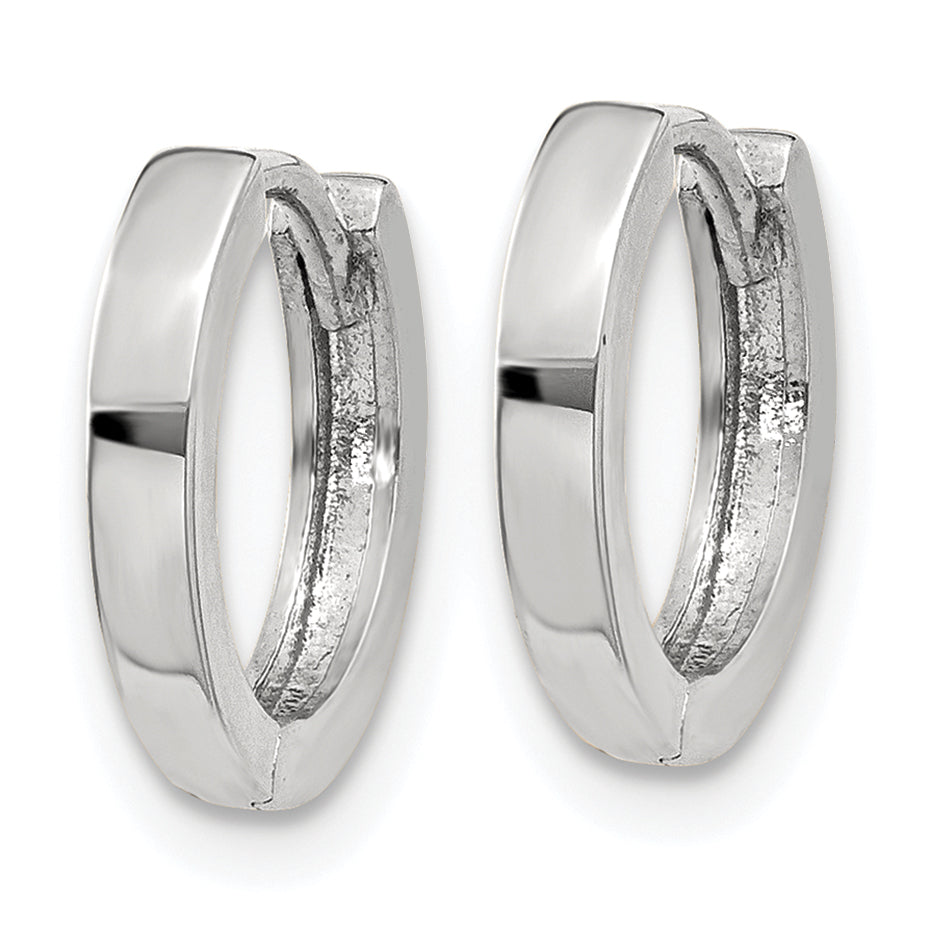 Gold Small Circle Hinged Hoop Earrings - 14k White Gold / 2 mm