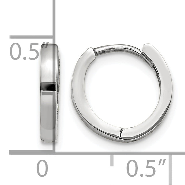 Gold Small Circle Hinged Hoop Earrings - 14k White Gold / 2 mm