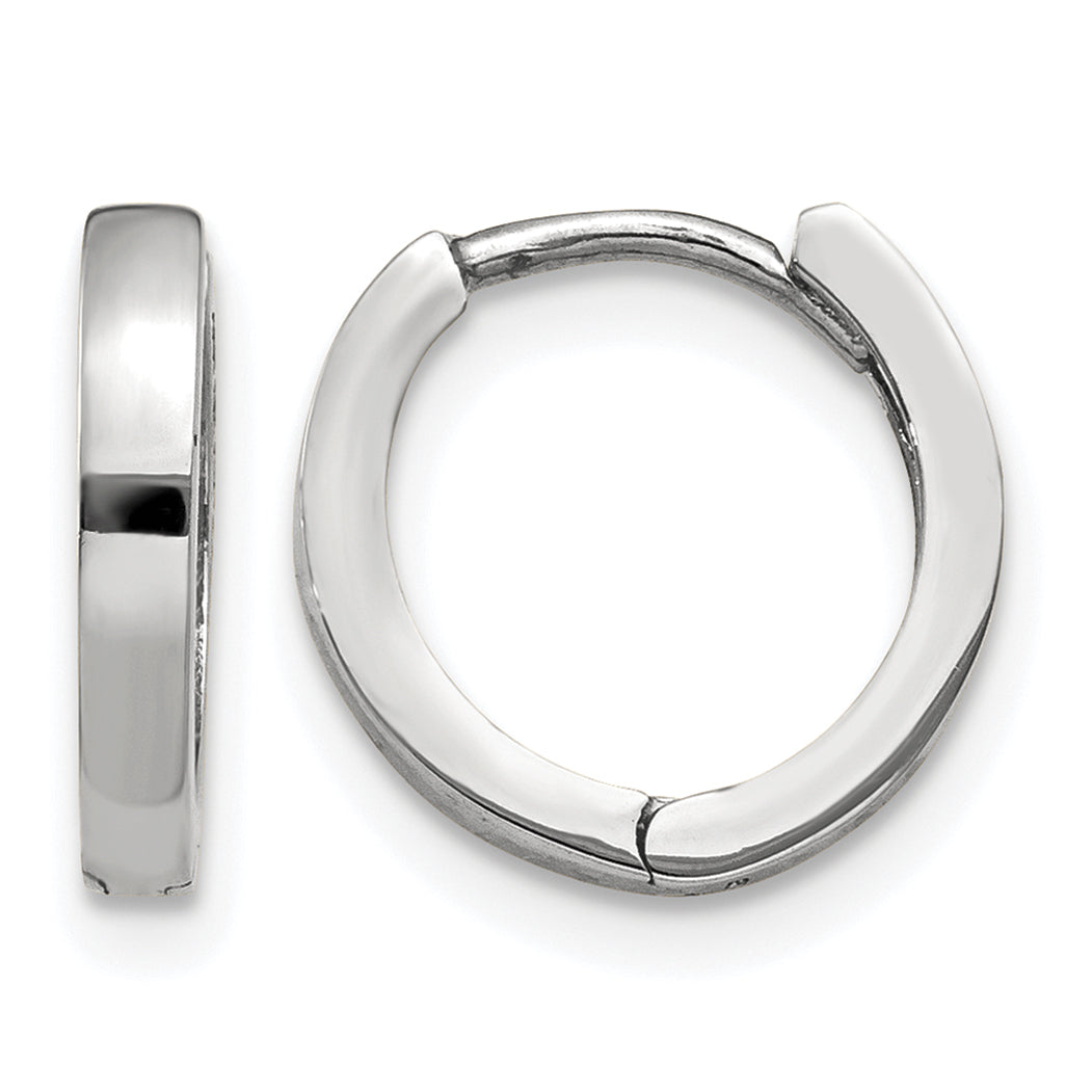 Gold Small Circle Hinged Hoop Earrings - 14k White Gold / 2 mm