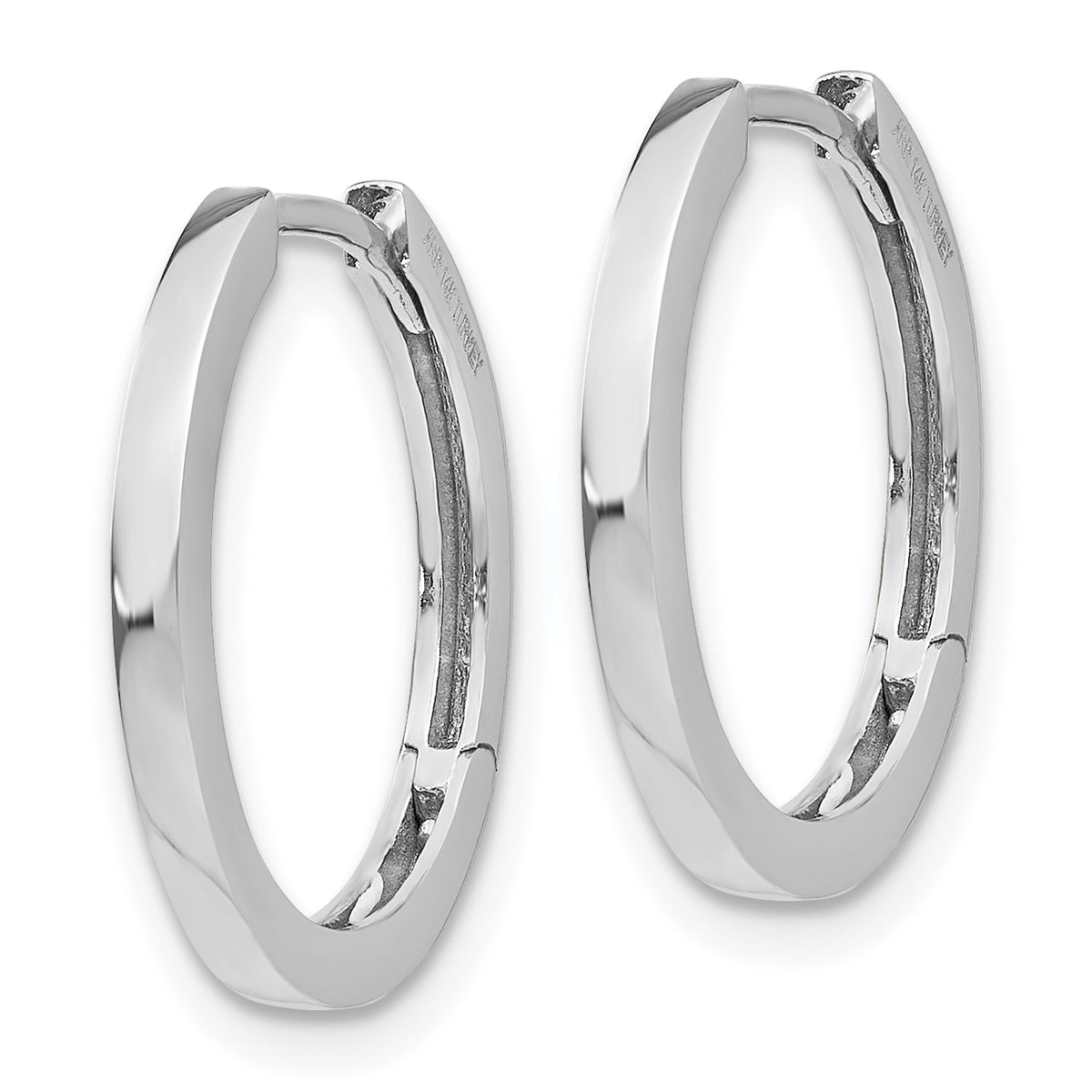 Gold Circle Hinged Hoop Earrings - 14k White Gold / 2 mm / 18 mm
