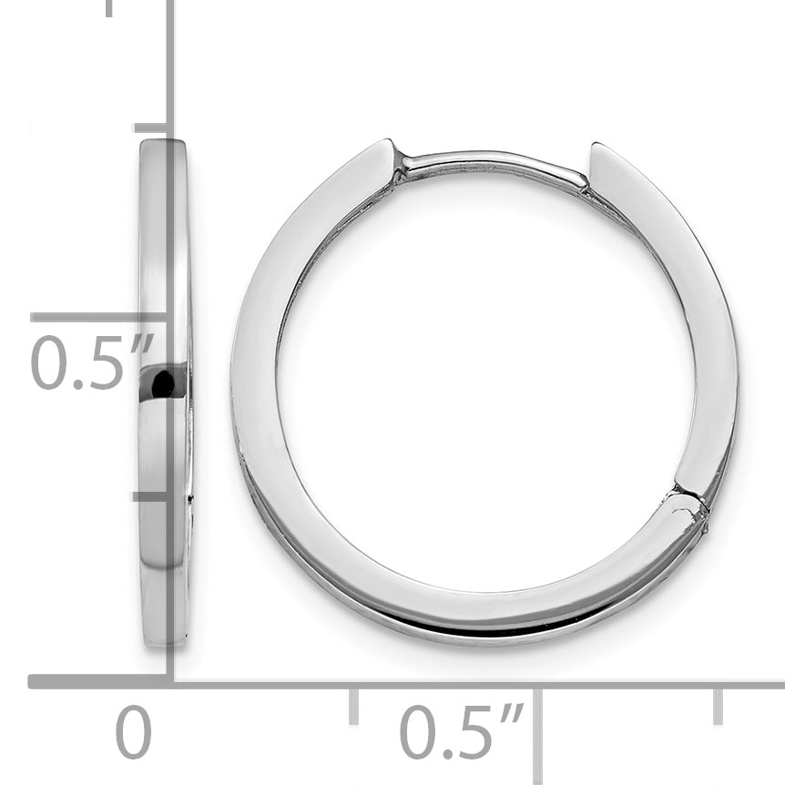 Gold Circle Hinged Hoop Earrings - 14k White Gold / 2 mm / 18 mm