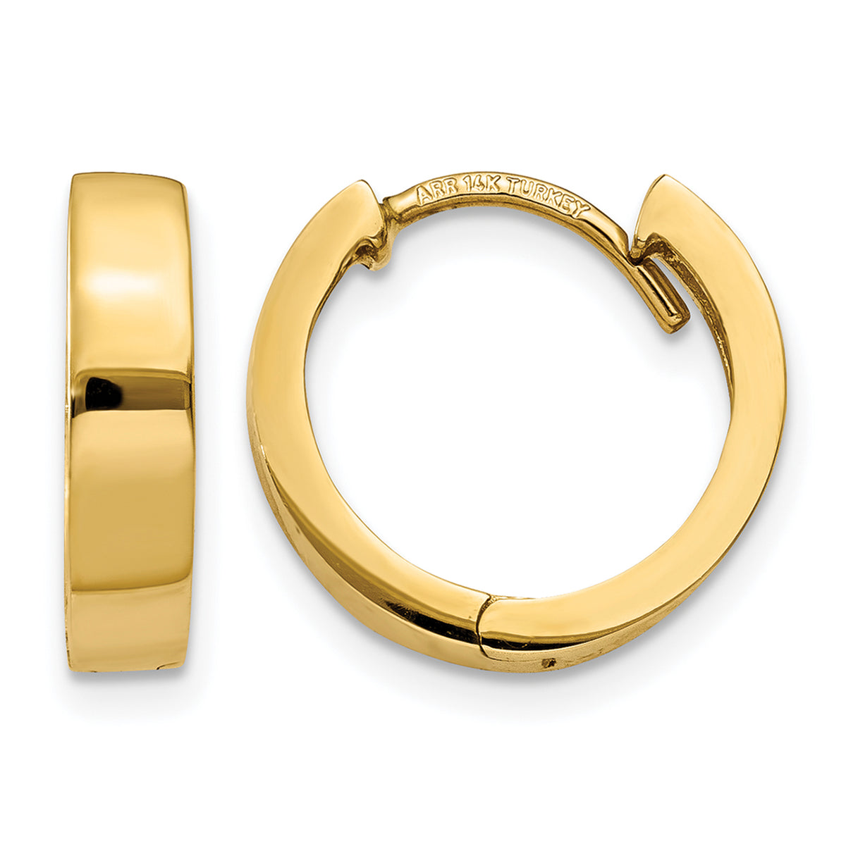 Gold Circle Hinged Hoop Earrings - 14k Yellow Gold / 2.5 mm / 13 mm