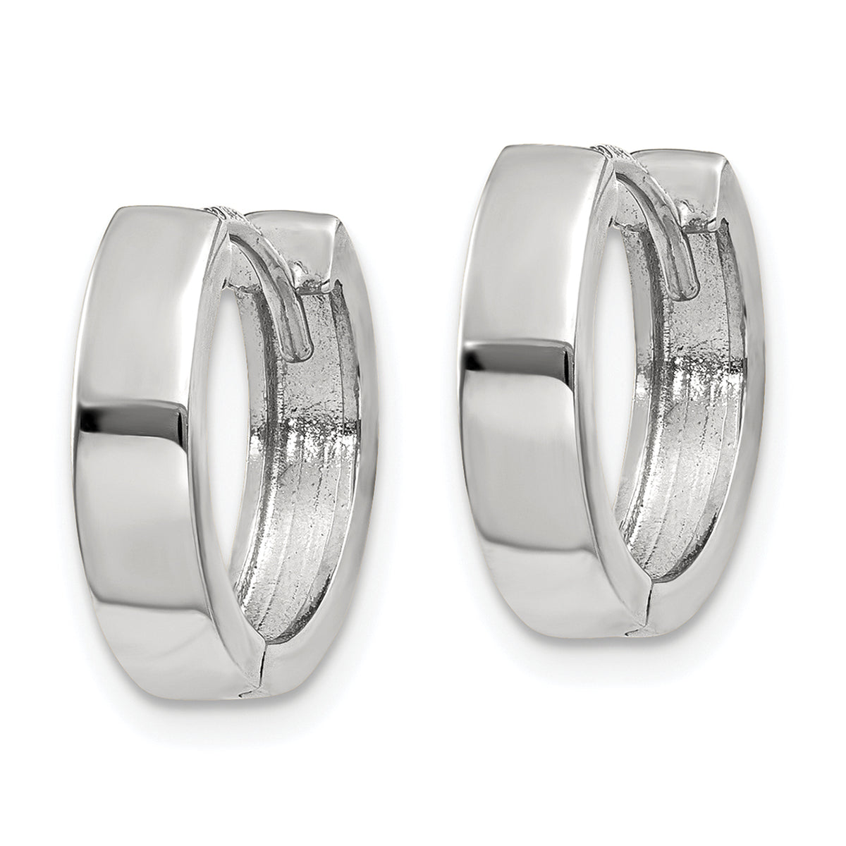 Gold Circle Hinged Hoop Earrings - 14k White Gold / 3 mm / 13 mm