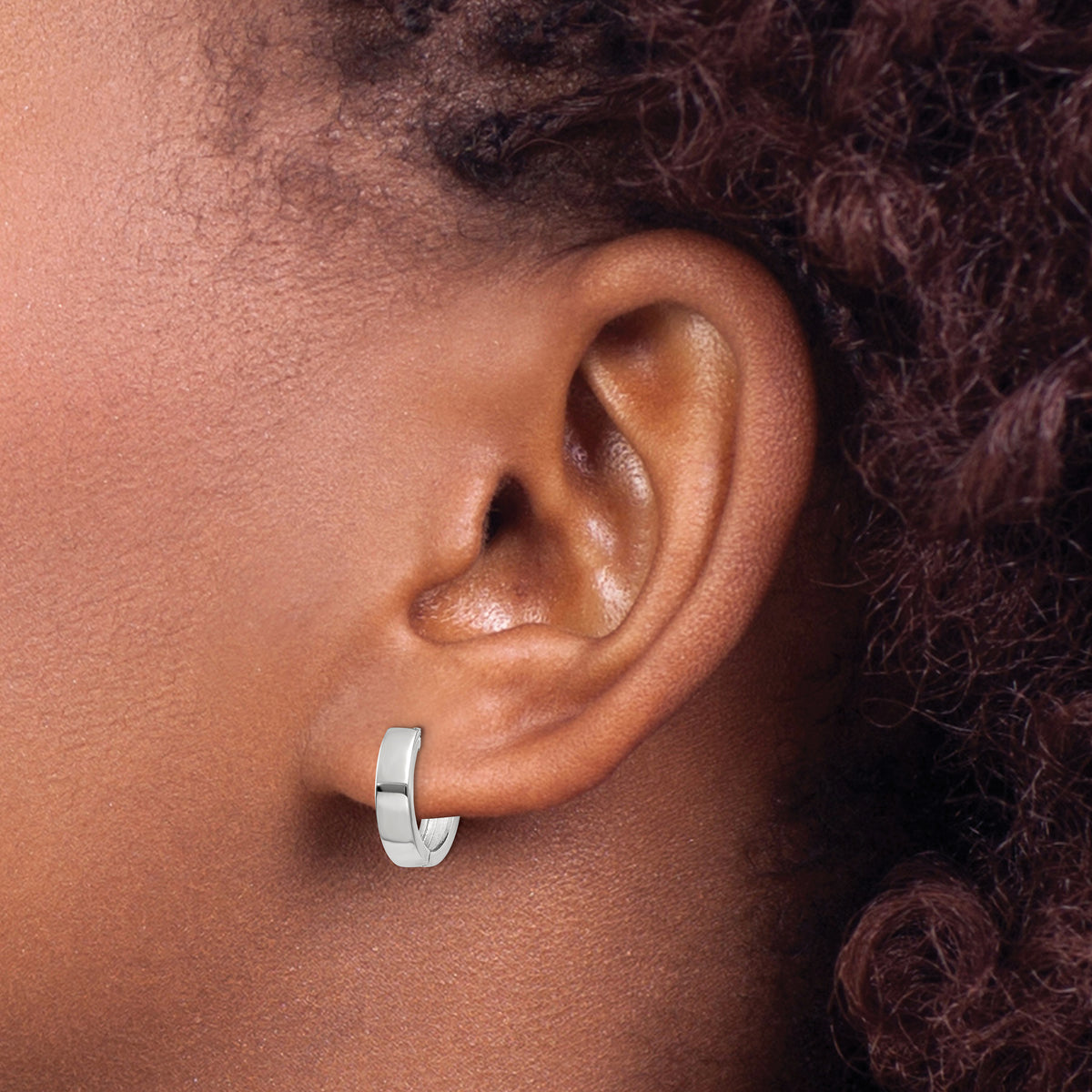 Gold Circle Hinged Hoop Earrings - 14k White Gold / 3 mm / 13 mm