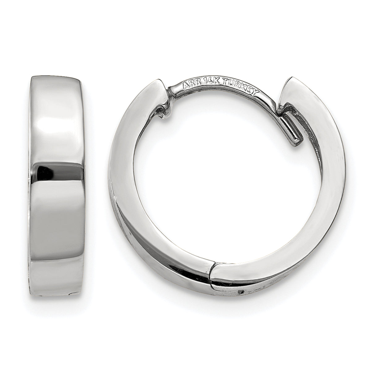 Gold Circle Hinged Hoop Earrings - 14k White Gold / 3 mm / 13 mm