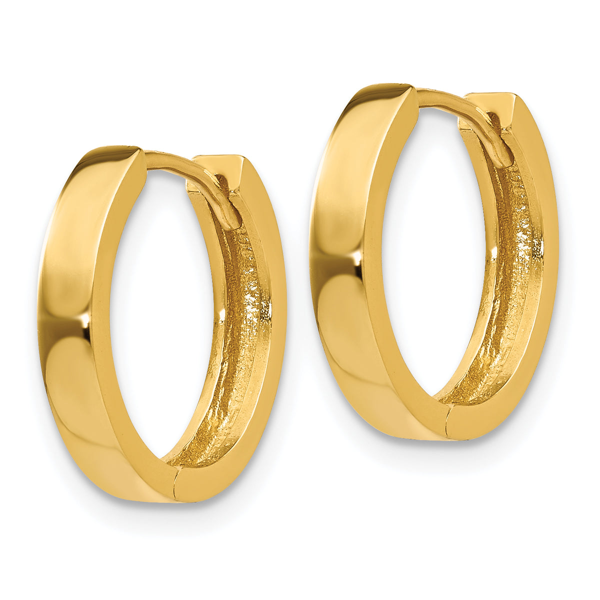 Gold Circle Hinged Hoop Earrings - 14k Yellow Gold / 2 mm / 14.5 mm