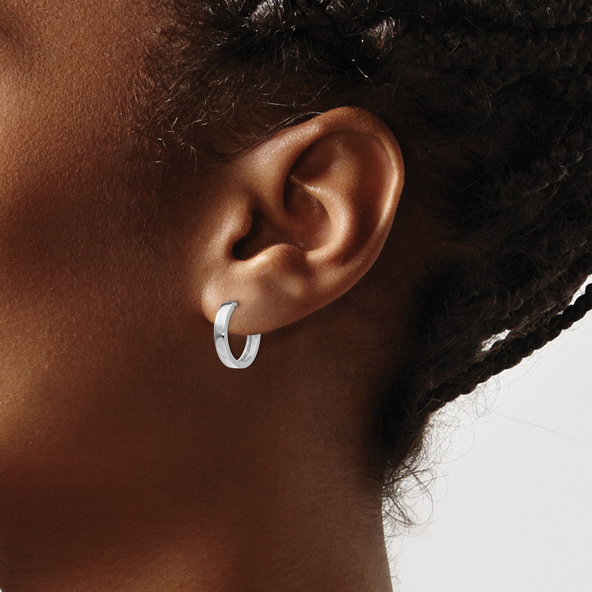 Gold Circle Hinged Hoop Earrings - 14k White Gold / 2 mm / 14.5 mm