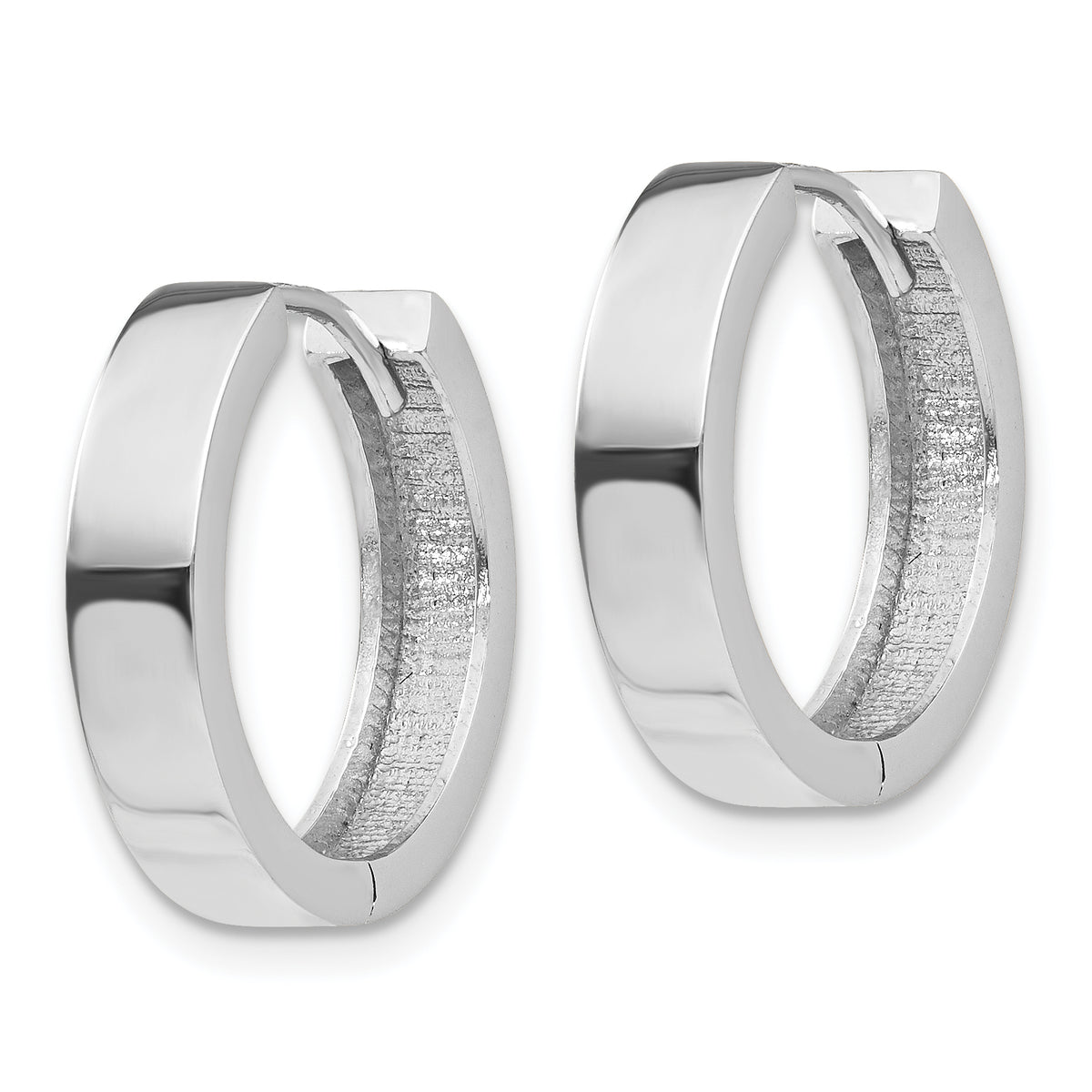 Gold Circle Hinged Hoop Earrings - 14k White Gold / 4 mm / 14 mm