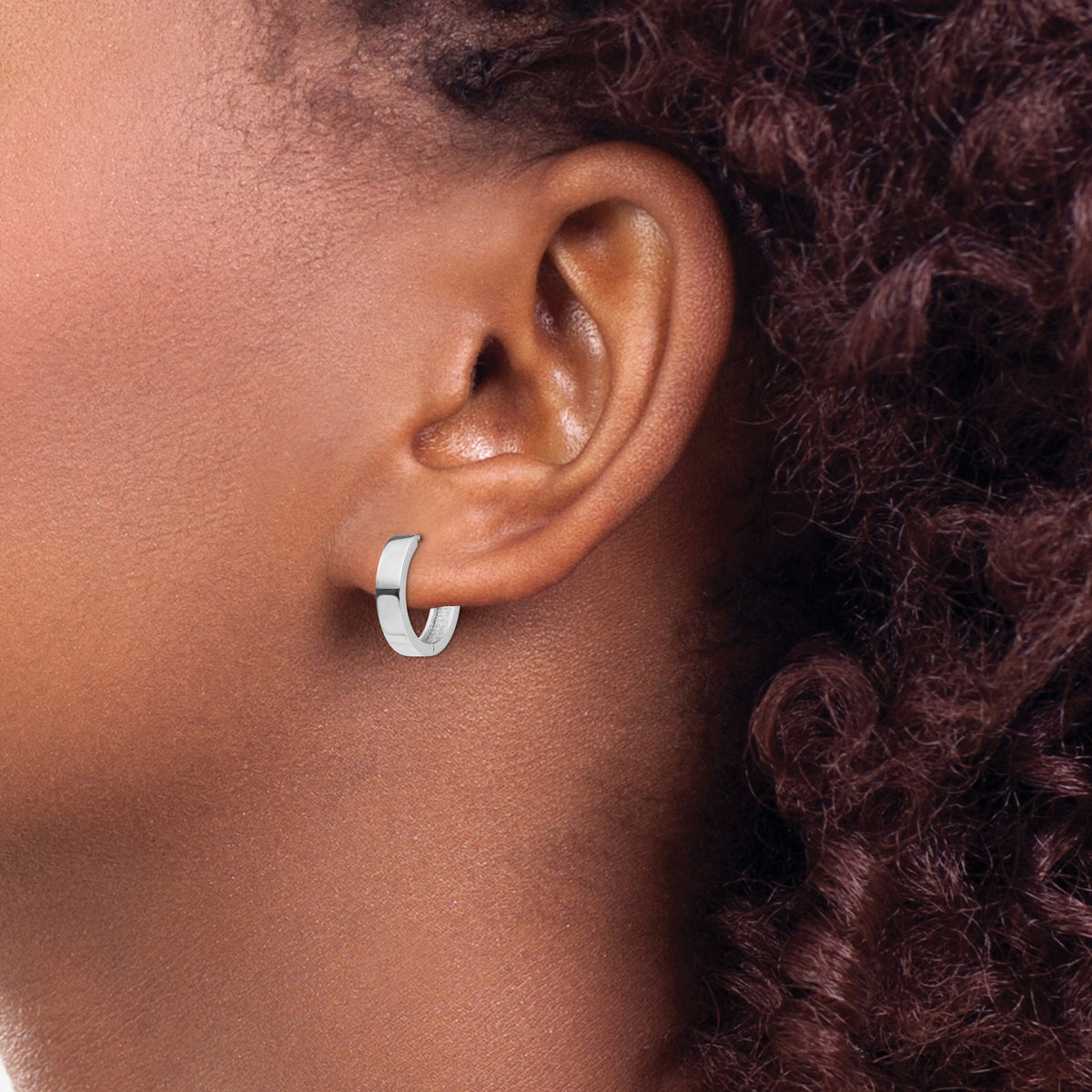 Gold Circle Hinged Hoop Earrings - 14k White Gold / 4 mm / 14 mm