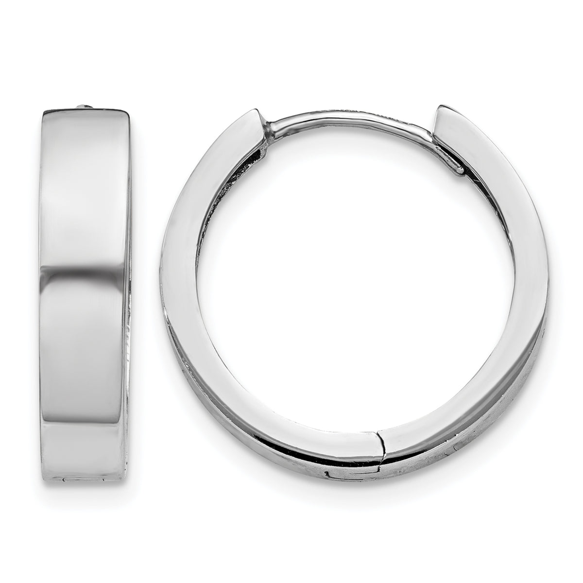 Gold Circle Hinged Hoop Earrings - 14k White Gold / 4 mm / 14 mm