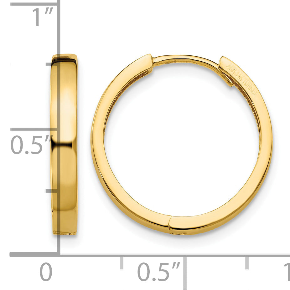 Gold Circle Hinged Hoop Earrings - 14k Yellow Gold / 3 mm / 18 mm
